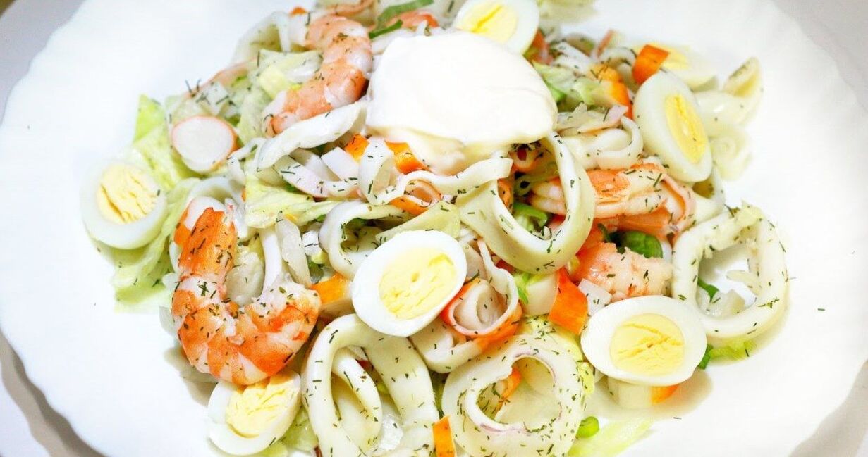 plat de calamars avec un régime protéiné