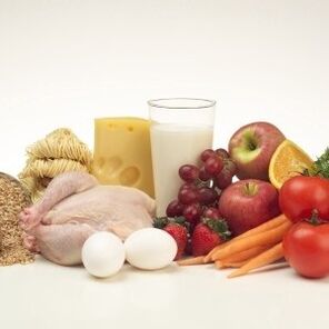 Aliments protéinés et fruits dans le régime à six pétales